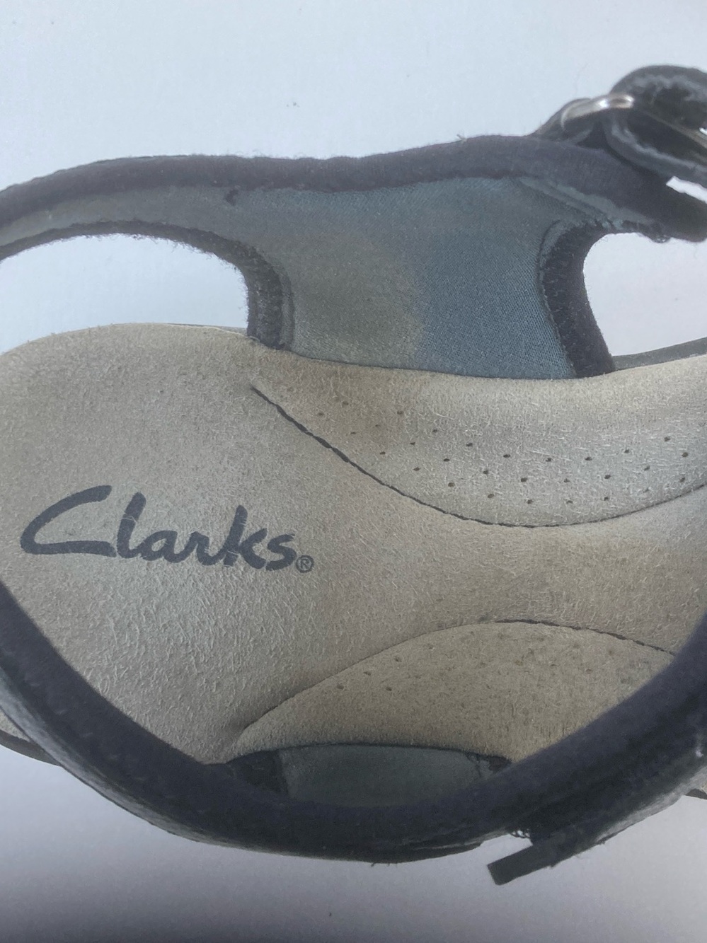 Clarks Black Leather Adjustable Strap Sandals - Picture 6 of 7